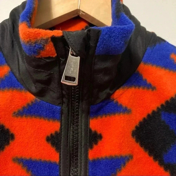 Ralph Lauren  Active Fleece Aztec Southwestern Print Blue Orange Vest - Picture 2 of 6